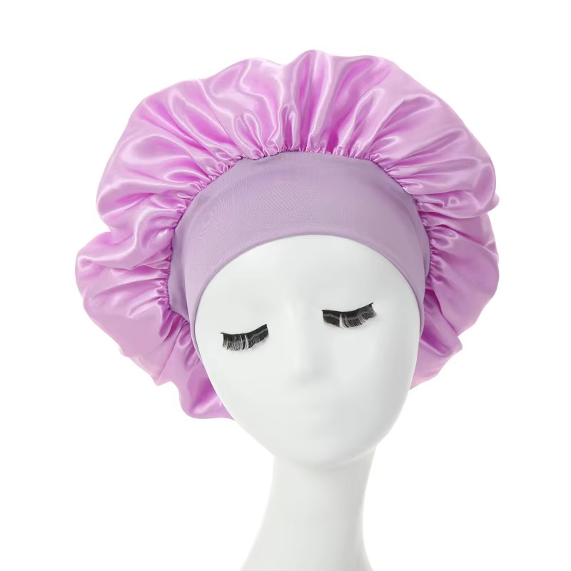Women Satin Bonnet Solid Color Wide Brim Sleeping Shower Curly Hair Daily Fashion - Image 9