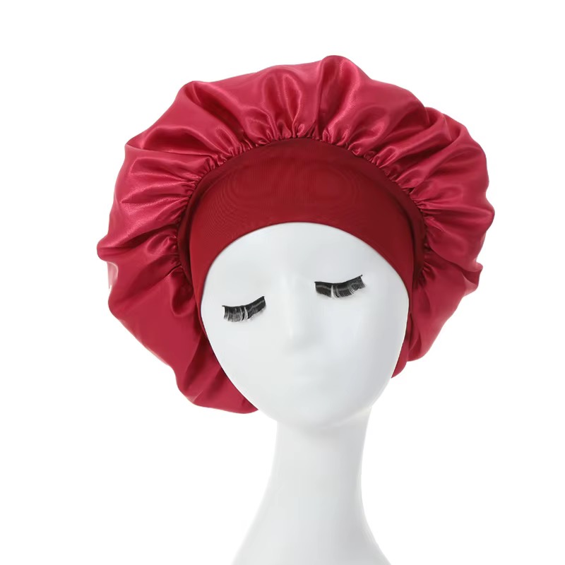 Women Satin Bonnet Solid Color Wide Brim Sleeping Shower Curly Hair Daily Fashion - Image 11