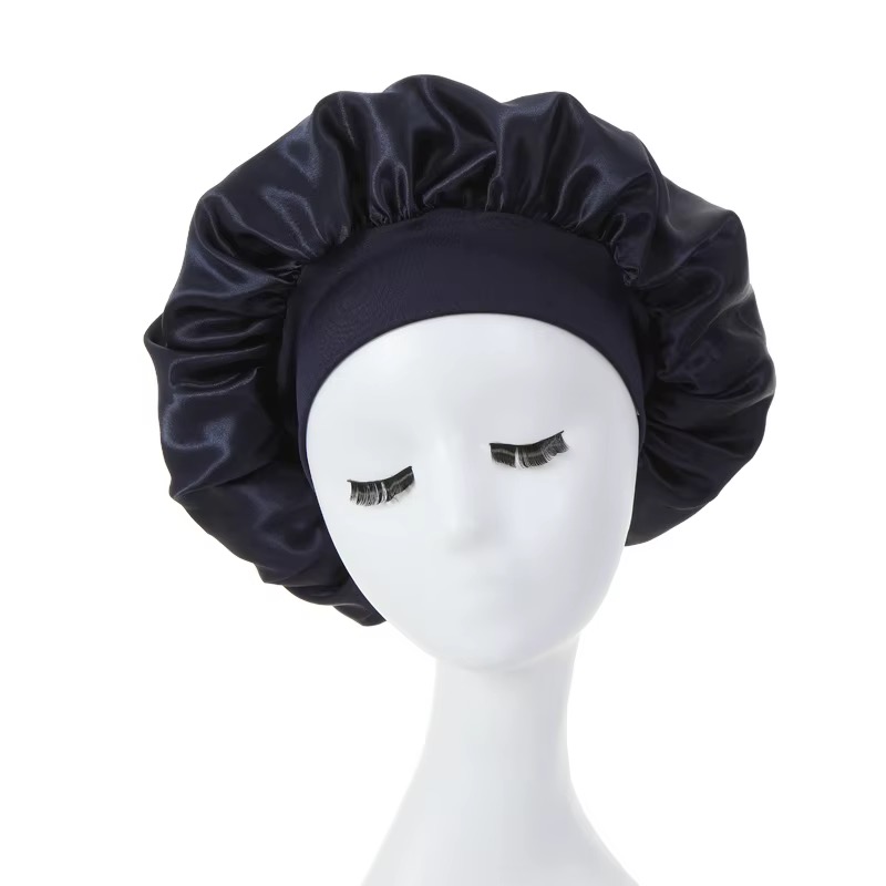Women Satin Bonnet Solid Color Wide Brim Sleeping Shower Curly Hair Daily Fashion - Image 12