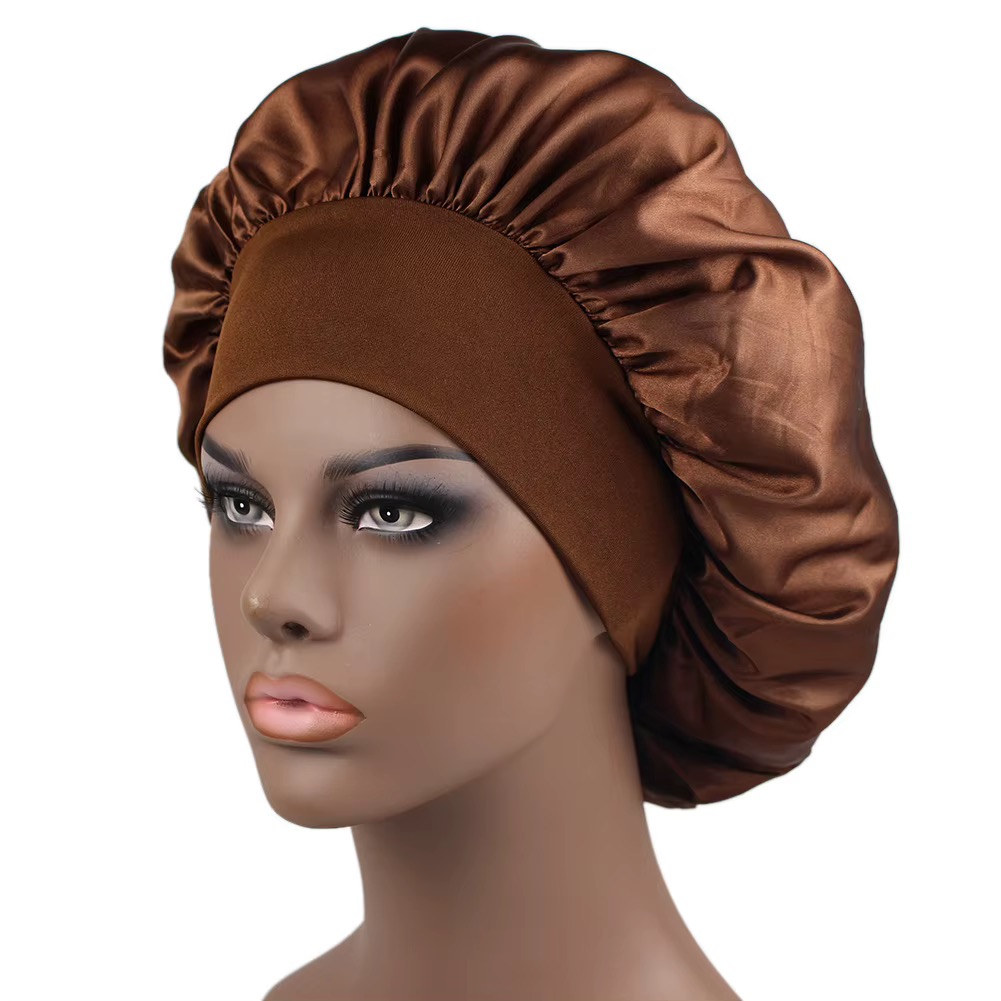 Women Satin Bonnet Solid Color Wide Brim Sleeping Shower Curly Hair Daily Fashion - Image 14