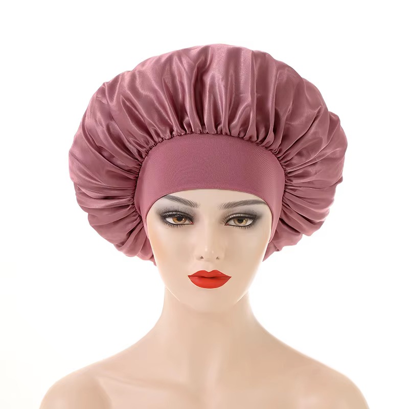 Women Satin Bonnet Solid Color Wide Brim Sleeping Shower Curly Hair Daily Fashion - Image 16