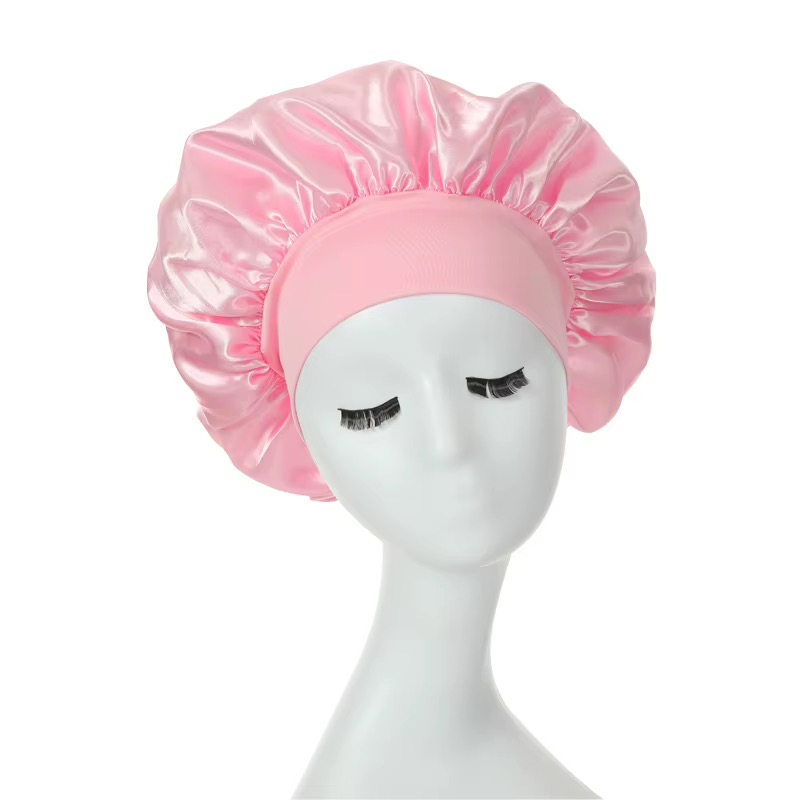 Women Satin Bonnet Solid Color Wide Brim Sleeping Shower Curly Hair Daily Fashion - Image 2
