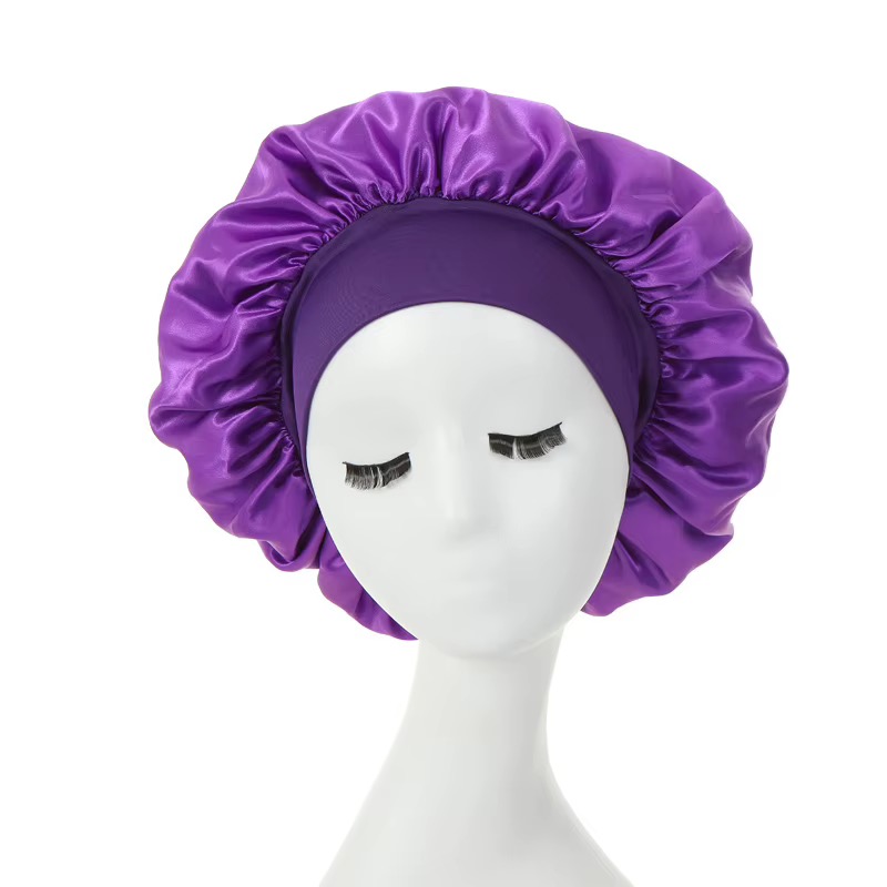 Women Satin Bonnet Solid Color Wide Brim Sleeping Shower Curly Hair Daily Fashion - Image 3