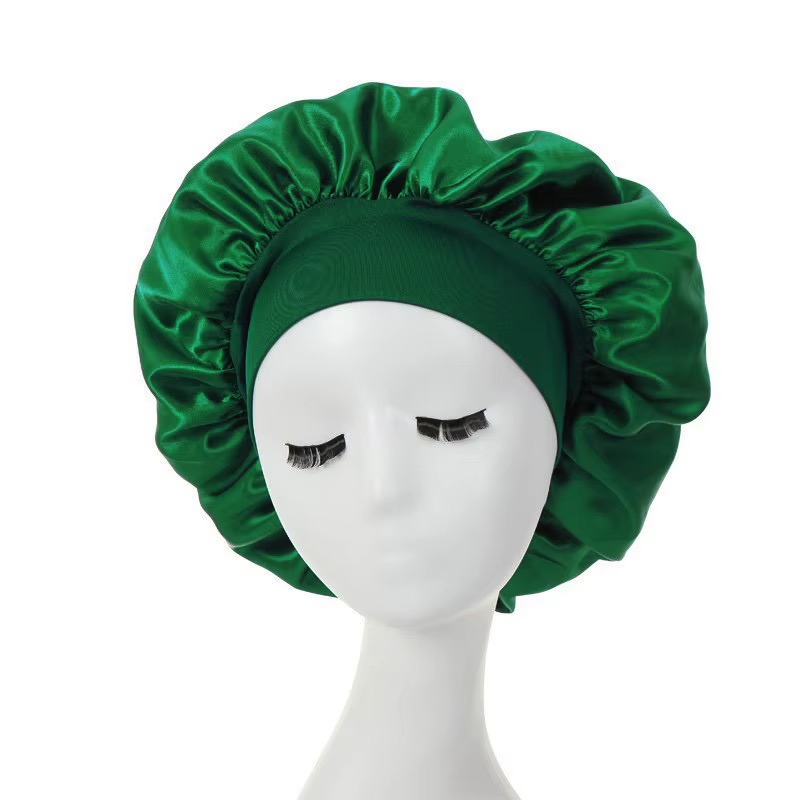 Women Satin Bonnet Solid Color Wide Brim Sleeping Shower Curly Hair Daily Fashion - Image 5